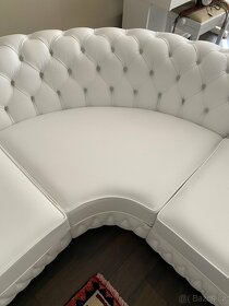 Rohová sedačka bílá kůže Chesterfield Rohová sofa NOVÁ - 6