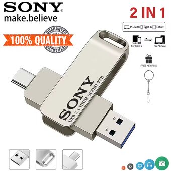 Flash disk 2v1 SONY 1TB, 1024GB USB 3.1+ USB-C otočný, NOVÝ - 6