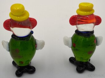 Sběratelské staré retro skleněné Figurky 2x Klaun 6,5cm - 6