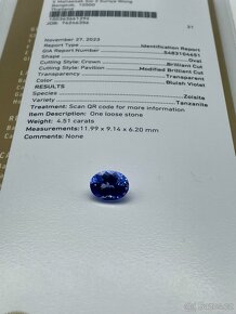 Investice Přírodní Tanzanit 4.51ct. Certifikát GIA - 6