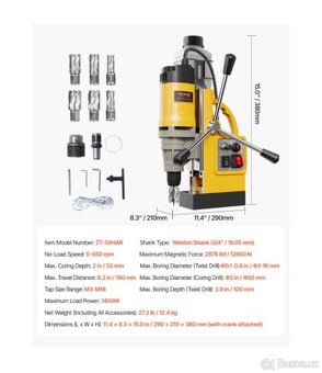 Magnetická vrtačka 1400W Mag vrtací lis 2palcový - 6