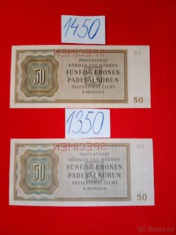Protektorát Čechy a Morava druhá část ceny u každé bankovky - 6