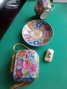 Starožitný porcelánový hrníček s podšálkem+ konýfka s víčkem - 6