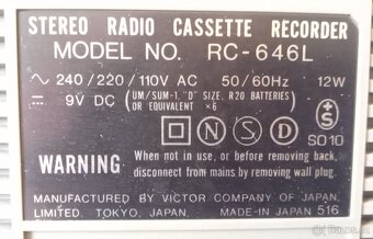 Radiomagnetofon JVC RC-646L, špičkový zvuk - 6