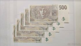 Bankovky stejná čísla -UNC neoběhové 100/200/500Kč Nové sady - 6