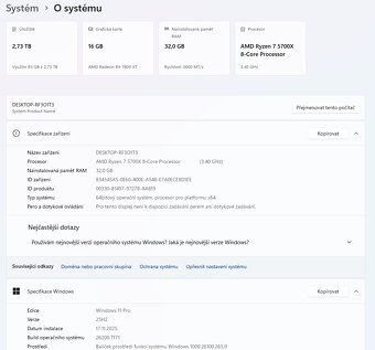 AMD Ryzen 5700X+AIO, 32GB RAM, RX 7800XT 16GB ,1TB+2TB NVMe - 6