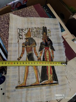 Bůh Hor s Bohyní ( zlacený obraz na papyrusu ) - 6