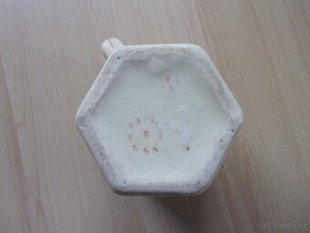 STARÝ HRANĚNÝ HRNEK - DEKOR FIALOVÁ RŮŽE - 8 cm - 6