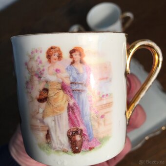 Porcelánová mokka souprava konvice šálky tác Stará Role - 6