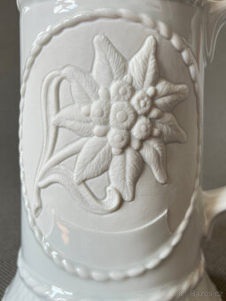 Bílý porcelánový pivní korbel 500ml, Lorke Německo - 6