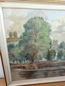 Starožitný obraz v rámu 110x80cm krajina příroda - 6