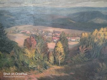 VELKÝ OBRAZ OLEJ NA PLÁTNĚ-FRANTISEK THER-SEJCKÁ LHOTA 1950 - 6