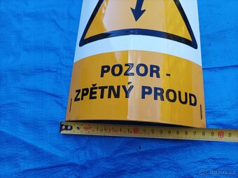 Smaltovaná cedule na sloup "Pozor - zpětný proud" - 6