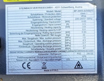 Tepelné čerpadlo k bazénu 3.9 KW - 6