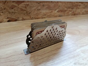 Set starých karet (Taroky + Mariáš) a kovový stojánek - 6