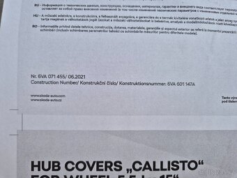 Škoda Fabia 15" kryty kol (poklice)  6VA071455 , 6VA601147A - 6