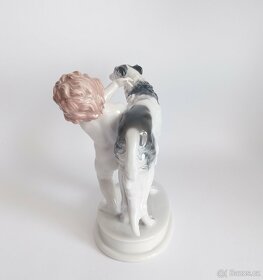 Starožitná porcelánová figura - putto a barzoj - Rosenthal - 6