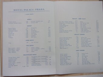 STARÝ JÍDELNÍ A NÁPOJOVÝ LÍSTEK - HOTEL PALACE PRAHA - 6