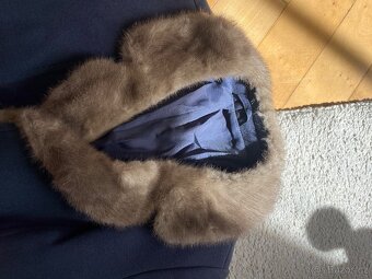 Vlněný vintage kabát s norkovou kožešinou M - 6