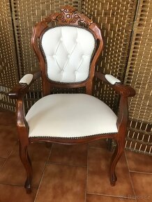Jídelní set italský 1,8m +6 židlí bílá kůže –JS6.49 - 6
