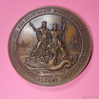 Bronzová medaile Schleswig-Holstein 1848 Frederick VII - 6