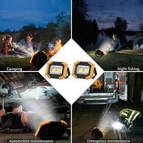 Pracovní / otdoor odolná LED COB lampa 30W + powerbanka - 6