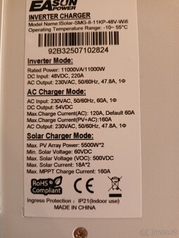 Solární invertor, střídač, Hybridní měnič EASUN - 11 Kw - 6