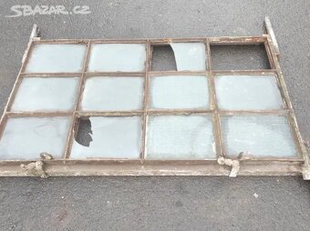 Staré železné okno, 9 ks-100x60cm, fabrické okno - 6