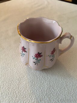 Růžový porcelán – starožitná dekorativní sada - 6