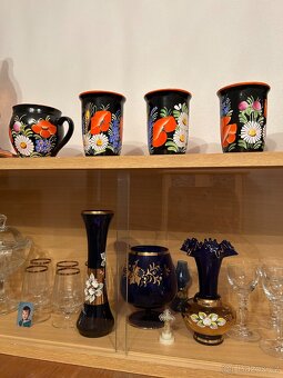 Porcelán sošky sklenice broušené sklo - 6