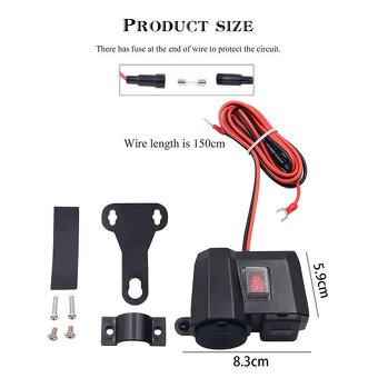 Velice výkonná multifunkční nabíječka 2 x USB 4,2A,voltmetr. - 6