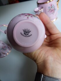 Růžový porcelán - vazičky set květinový - 6