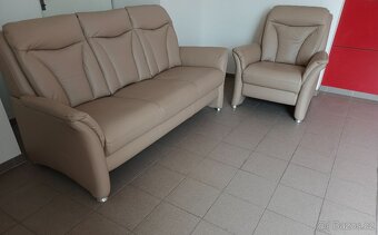 Kožená sedací souprava s křeslem - jak NOVÁ, BEZ POŠKOZENÍ - 6