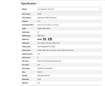 Dell OptiPlex SSF 7020- 2 ks - 6