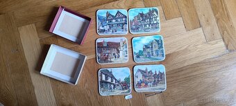 6 retro podtácků / prostírání s anglickými historickými moti - 6