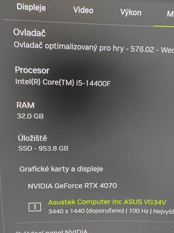 Herní PC RTX 4070+monitor 34" 165hz - 6