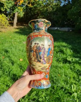 Velmi krásná stará činska porcelánová váza, ručně malovaná - 6