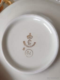 Zlatá porcelánová čajová souprava Czechoslovakia - 6