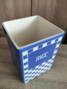 Stará VintageArtDeco dóza s nápisem Rice Rýže,.modro bílá - 6