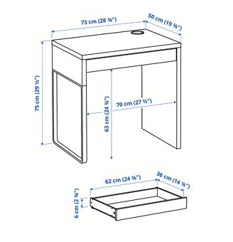 IKEA MICKE Psací stůl, bílá, 73x50 cm - 6