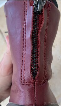 KOŽENÉ BORDOVÉ KOTNÍČKOVÉ DÁMSKÉ BOTY - 6