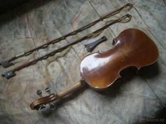 Staré housle vč. 2 smyčců a pouzdra k renovaci či do sbírky - 6