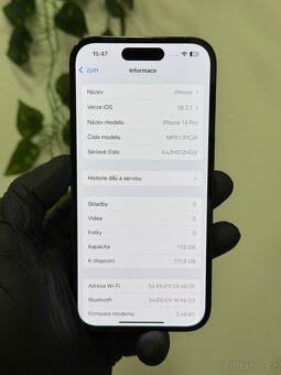 iPhone 14 Pro 128GB černý - 100% baterie, DPH - 6