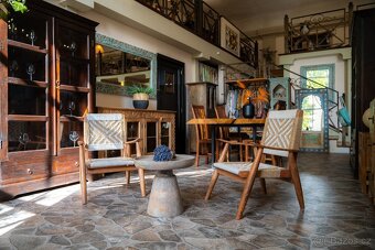 Křeslo Bali, surové dřevo, teakový ratan, boho, rustikální, - 6