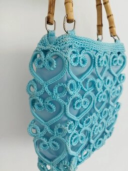 Dámská letní Boho Etno kabelka modrá s bambusem - 6