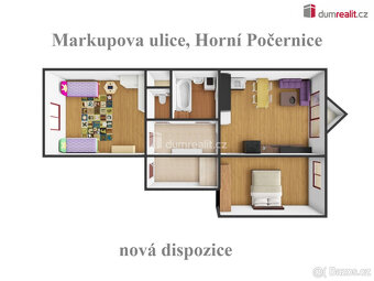 Světlý byt 3+kk, 59 m2 + balkon 2 m2, sklep, parkovací stání - 6