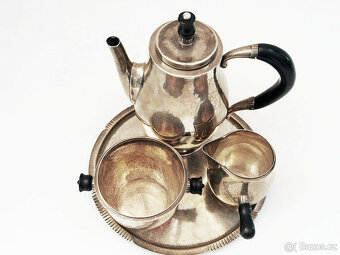 Krásná moka sada s podnosem; Stříbro 925, Georg Jensen - 6