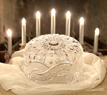 Luxusní masivní broušená mísa Bohemia Crystal Czechoslovakia - 6