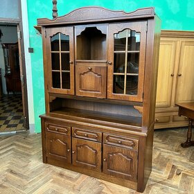 Stěna tmavá dubová, 6 d., 3 š., sklo - 6