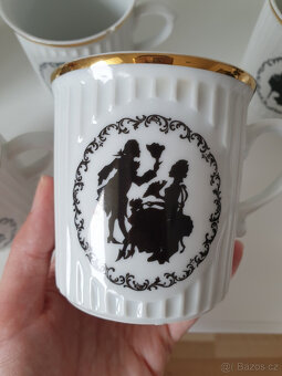 Rokoko porcelánové hrnky hrníčky Czechoslovakia - 6